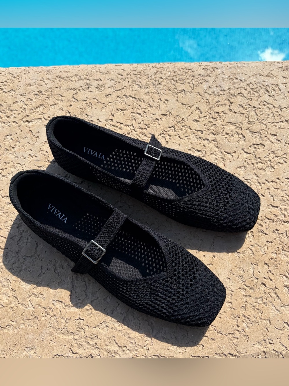 Vivía Margot Mary Jane Black Mesh Flats Size 10 - Picture 2 of 7